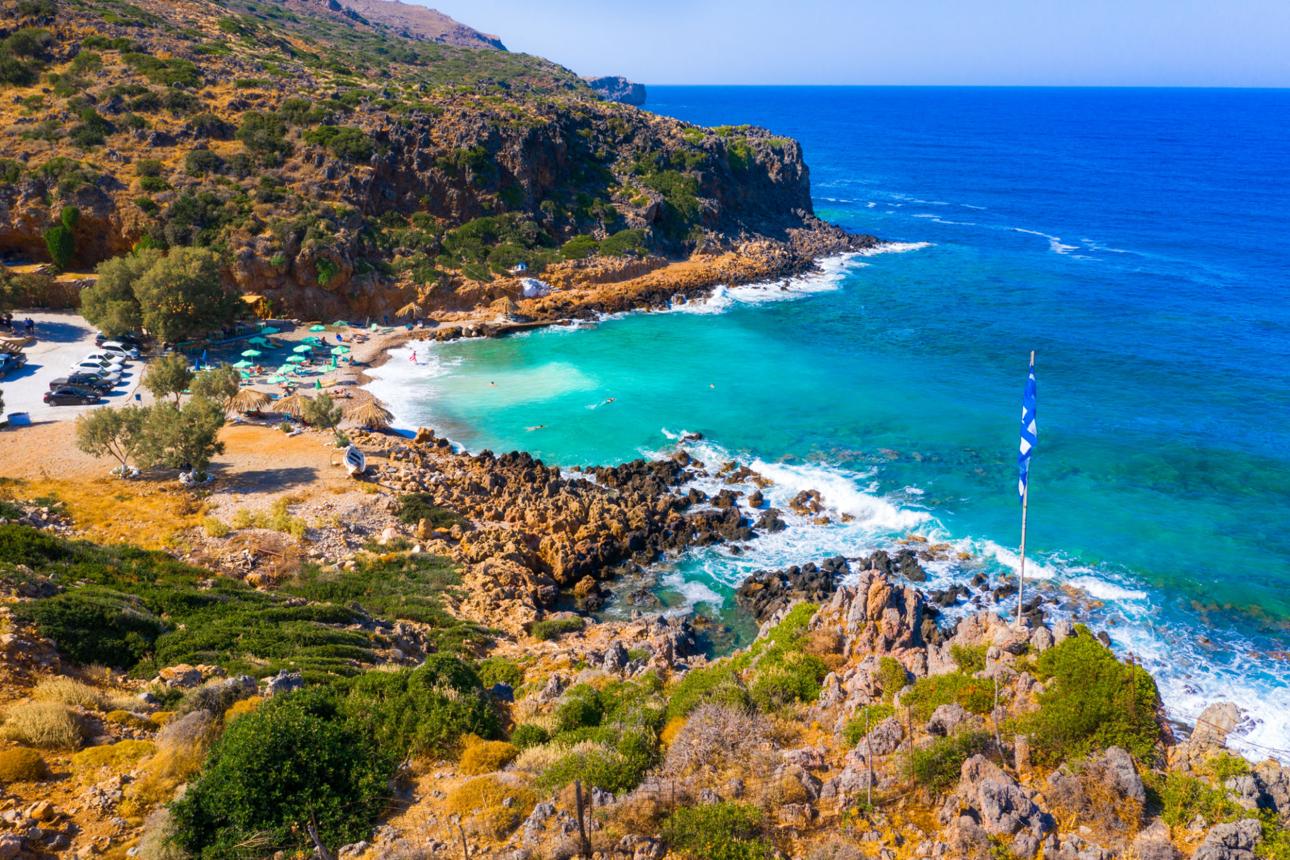 Afrata beach cove on the Rodopou Peninsula, Chania